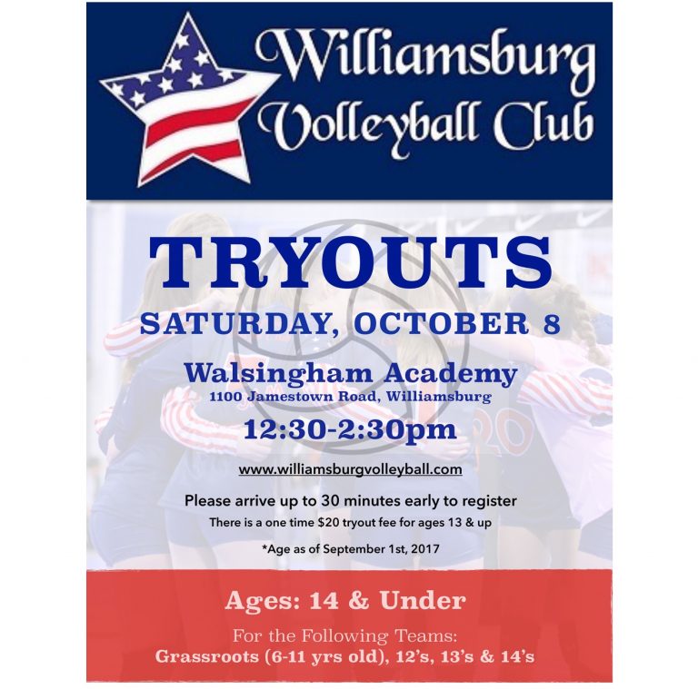 Williamsburg Volleyball Club Tryouts – October 8