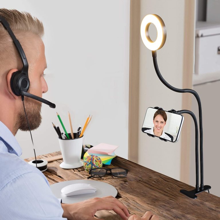 teleconferencing phone holder ring light