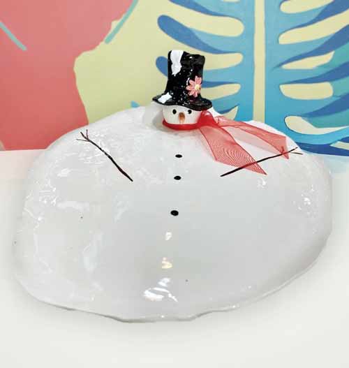 melting snow man plate at paint on pottery too