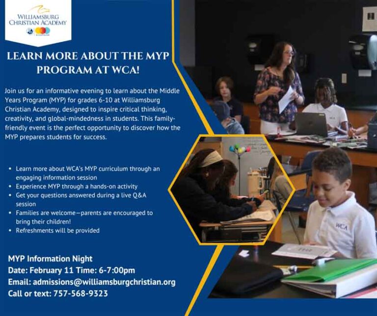 MYP Information Night at Williamsburg Christian Academy